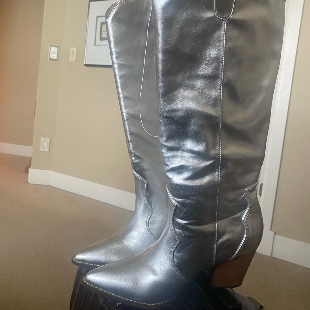Silver metallic cowboy boots